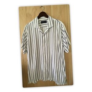 Abercrombie & Fitch Men's‎ Short Sleeve Striped Viscose Shirt XXL